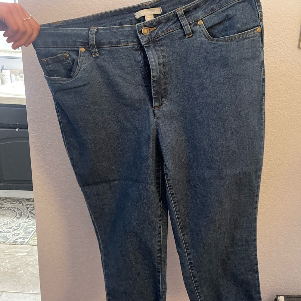 Woman Within Blue Straight Leg Jeans